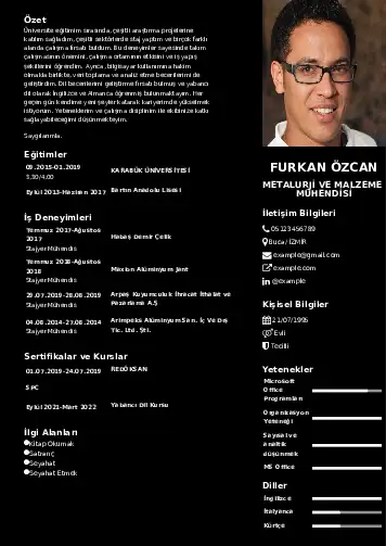 Metalürji Ve Malzeme Mühendisliği Cv Örnekleri cv indir